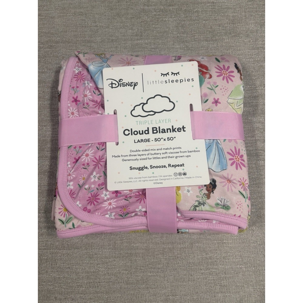 NEW Little Sleepies OG Disney Princess Large Cloud Blanket 50x50 Bamboo RARE HTF